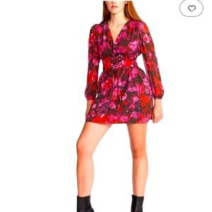 Steve Madden - Diana Floral Dress corset waist size M pink NWT